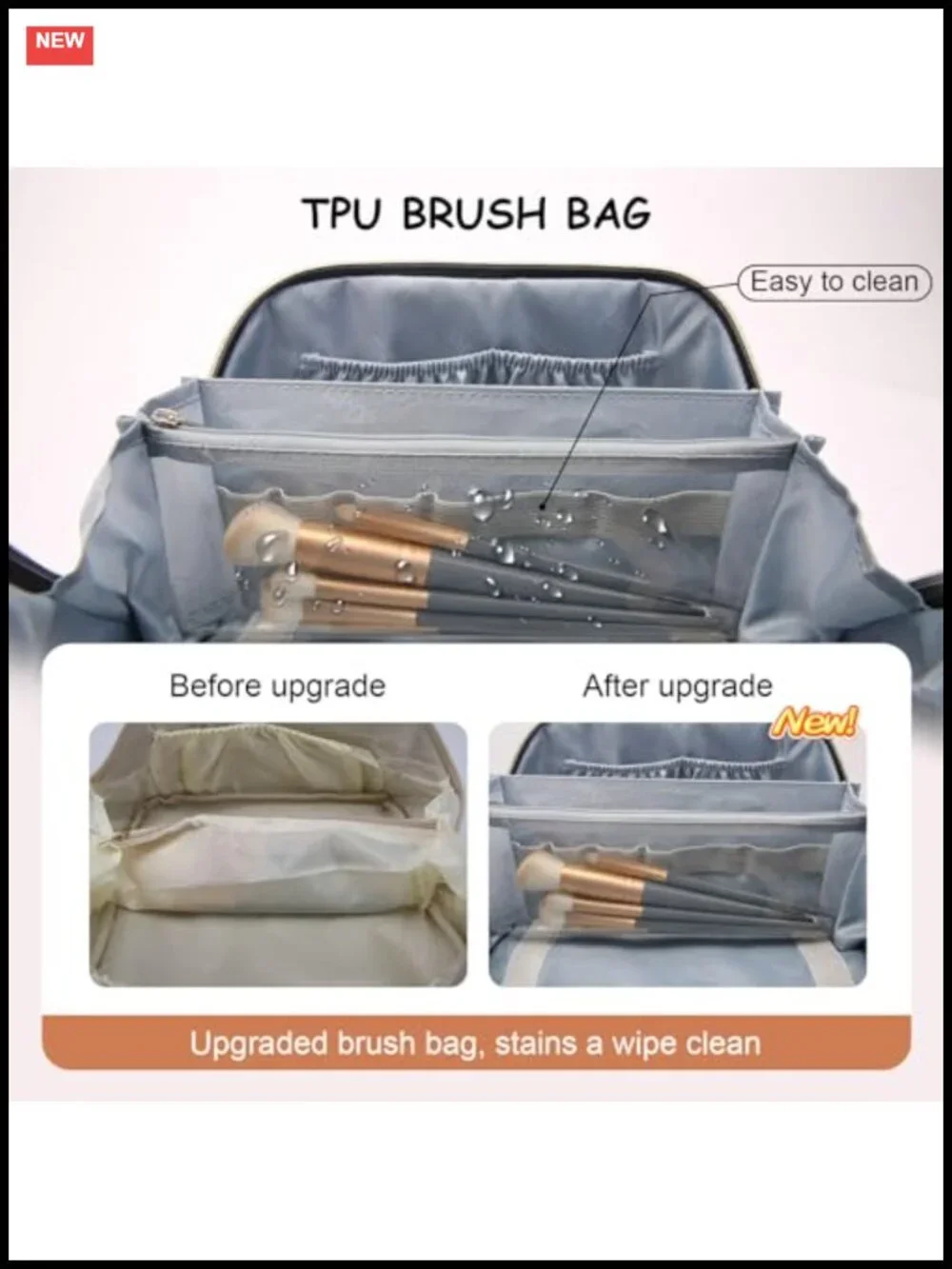 PU Leather 3-Piece Travel Makeup Bag Set with Handle, Waterproof Toiletry
